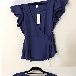 Blue Wrap Top